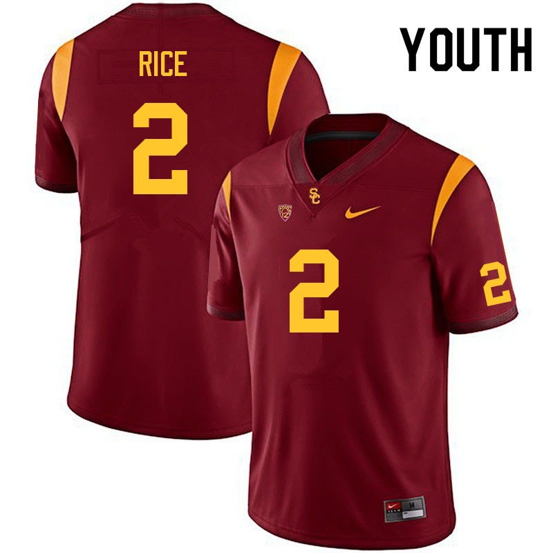 Youth #2 Brenden Rice USC Trojans College Football Jerseys Sale-Cardinal